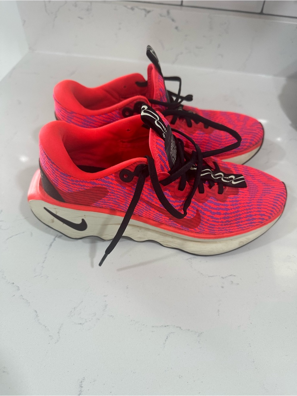 Nike Kids Bright Pink and Red Running Sneakers with Black Highlights